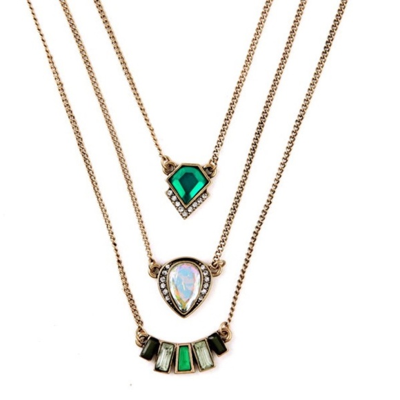 Art Deco Set Multi layer Necklace & Stud Earrings. - Picture 5 of 6